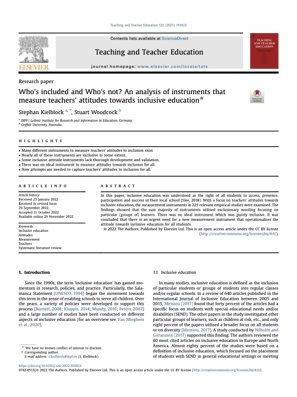 Who’s included and Who’s not? An analysis of instruments that measure teachers’ attitudes towards inclusive education