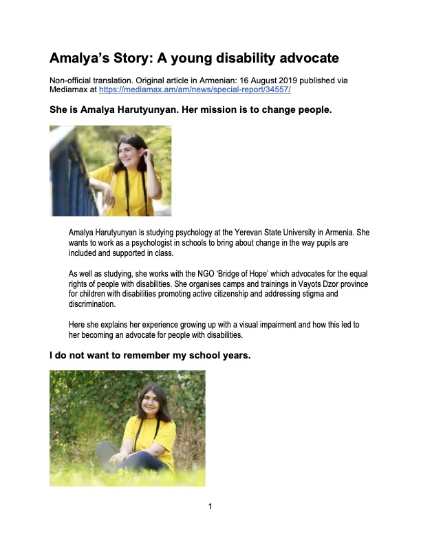 Amalya’s Story: A young disability advocate