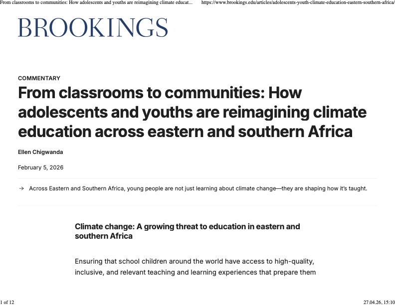 From classrooms to communities: How adolescents and youths are reimagining climate education across Eastern and Southern Africa