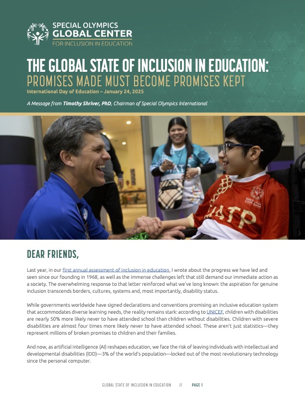 The global state of inclusion in education: Promises made must become promises kept