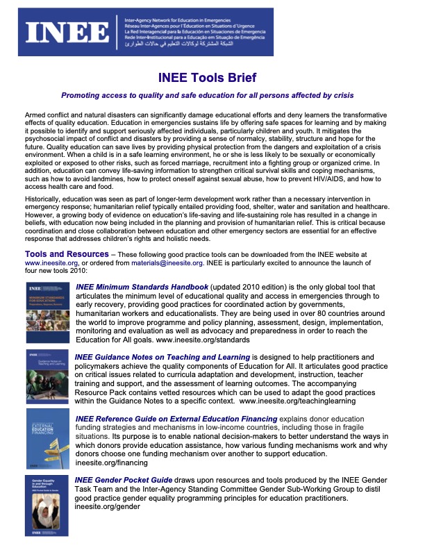 INEE Tools Brief