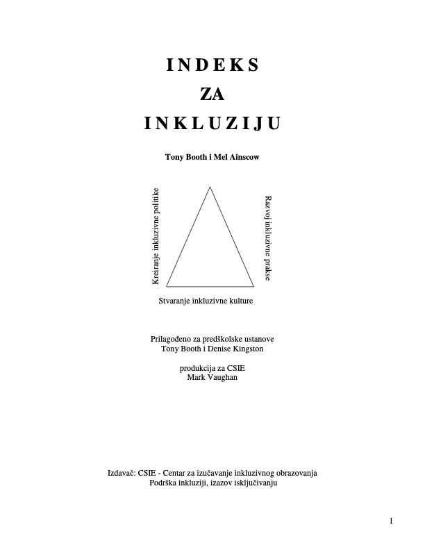 (Serbian) Index for Inclusion: Developing play, learning and participation in early years and childcare