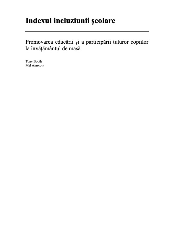 (Romanian) Index for Inclusion: Developing learning and participation in schools