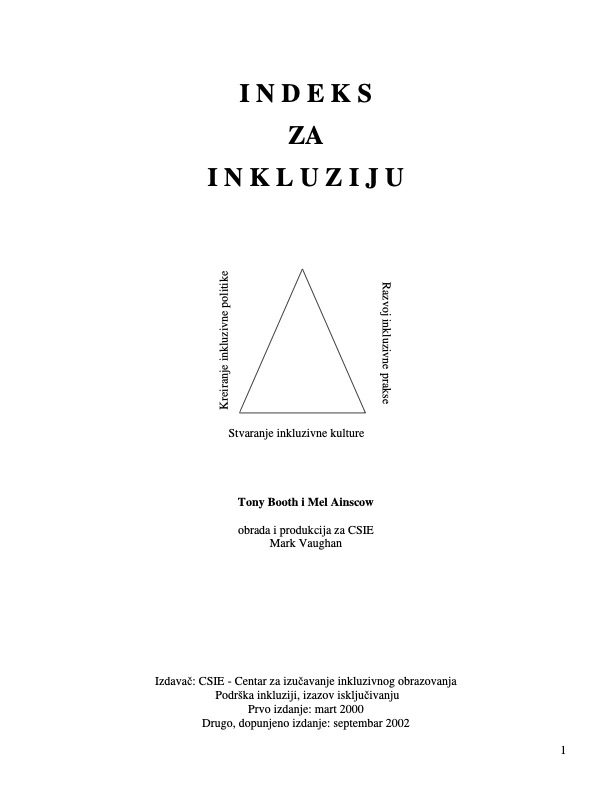 (Serbian) Index for Inclusion: Developing learning and participation in schools