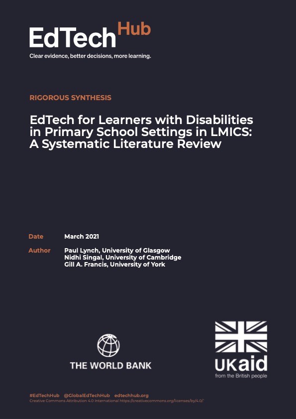 EdTech for Learners with Disabilities in Primary School Settings in LMICS: A Systematic Literature Review