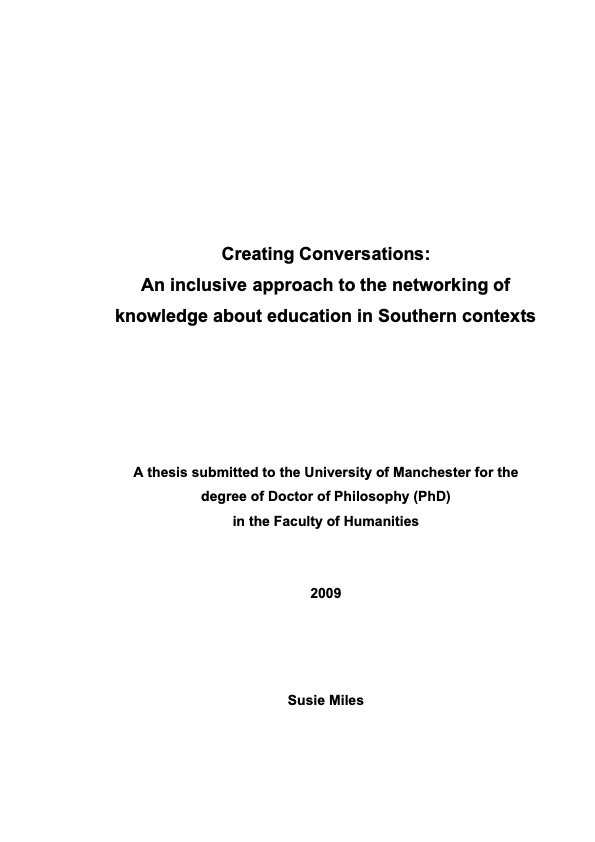 Creating Conversations: An inclusive approach to the networking of knowledge about education in Southern contexts