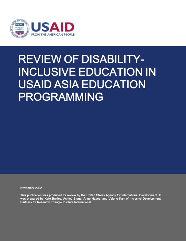 Review of Disability-Inclusive Education in USAID Asia Education Programming