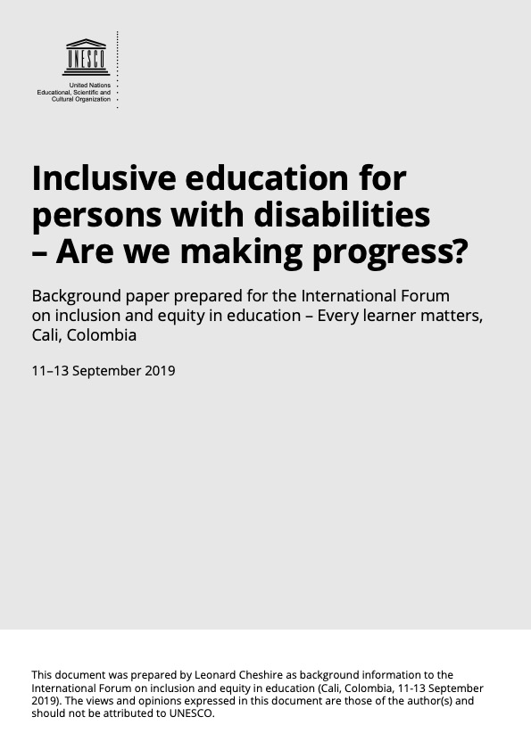 Inclusive education for persons with disabilities – Are we making progress?