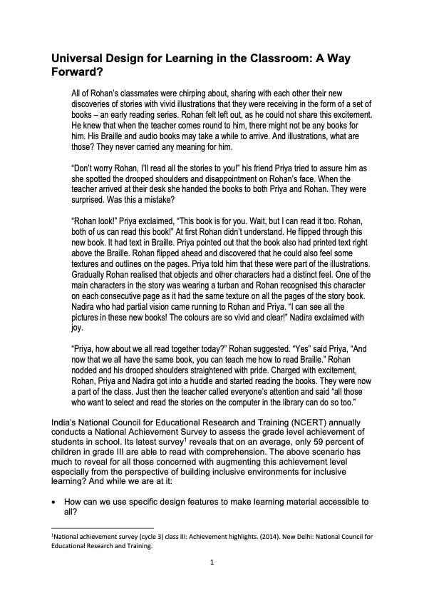 Universal Design for Learning in the Classroom: A Way Forward?