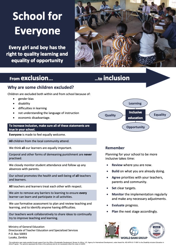 School for Everyone. Every girl and boy has the right to quality learning and equality of opportunity (poster for school leaders)