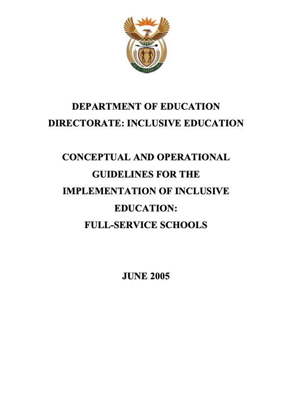 Conceptual and Operational Guidelines for the Implementation of Inclusive Education: Full-Service Sc