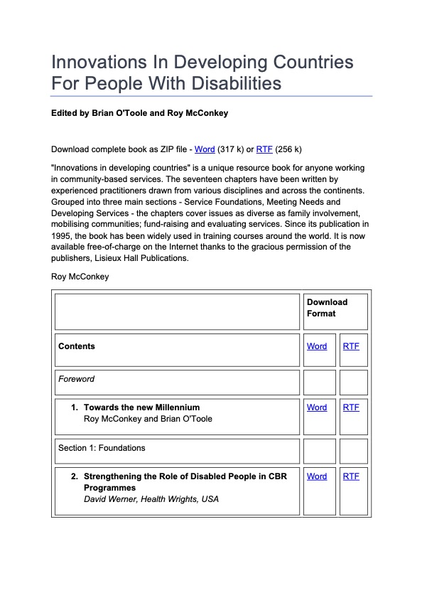 Innovations in Developing Countries for People with Disabilities