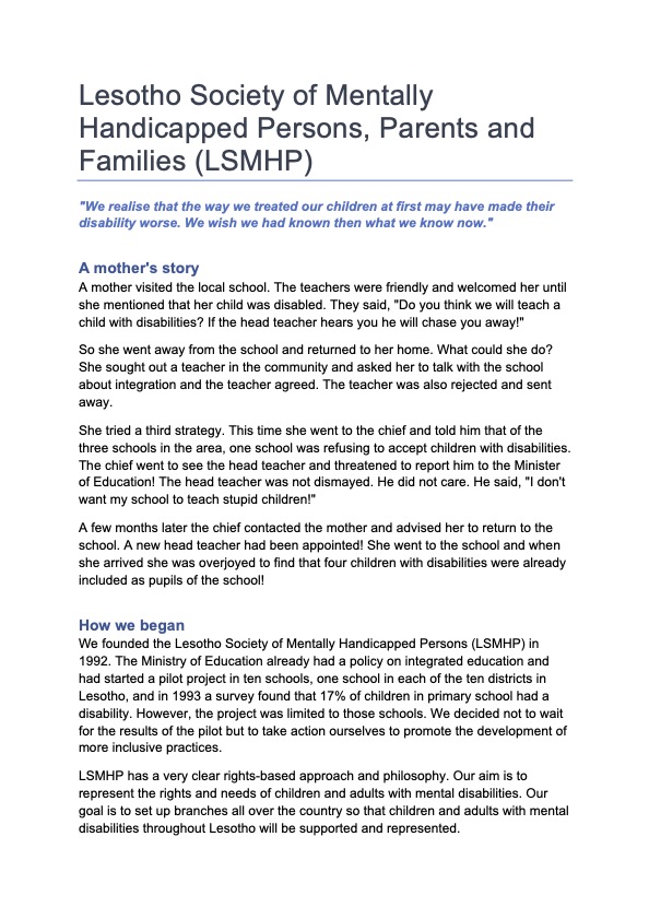 Achieving Change: Parents training parents