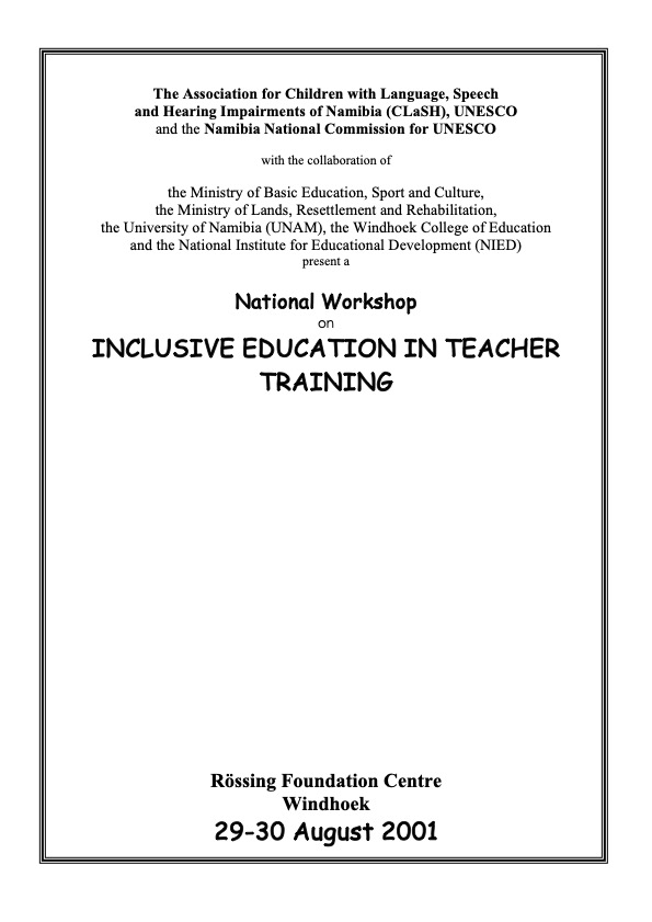 National Workshop on Inclusive Education in Teacher Training, Namibia