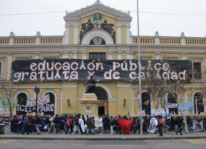 Marching for free high quality public education in Chile