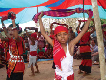 Children participating in a community celebration