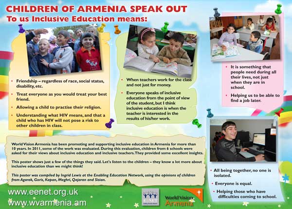 Poster: Children of Armenia speak out - To us inclusive education means