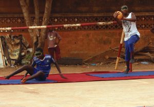 Blind and sighted students playing a ball game together, Burkina Faso (EENET photo library)