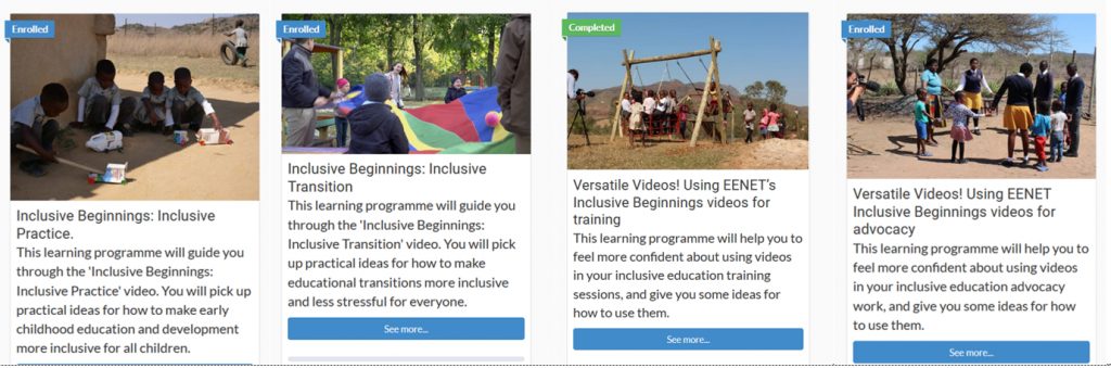 Snapshot of the 4 courses listed on the LearnLink home page.