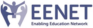 A logo showing three figures holding hands above the word EENET. The figures are in different shades of blue.