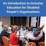 Cover of: An introduction to inclusive education for disabled people's organisations. Photo shows group of people around a table waving hands in the air and smiling